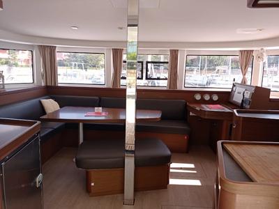 Salon of Claudia, a Lagoon 42 catamaran at Palermo, Italy