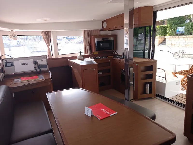 Salon of Claudia, a Lagoon 42 catamaran at Palermo, Italy