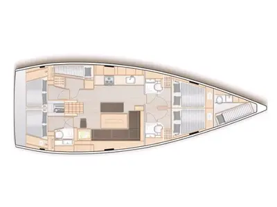 Floor plan of BOX OF CHOCOLATE, a Hanse 508 sailboat at Punat, Croatia