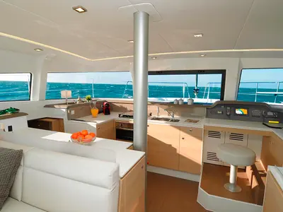 Galley of Summertime, a Bali 4.1 catamaran at Procida, Italy