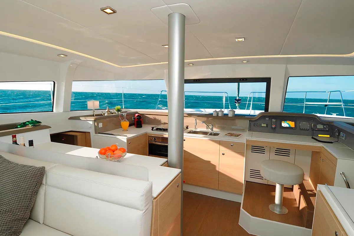 Galley of Summertime, a Bali 4.1 catamaran at Procida, Italy