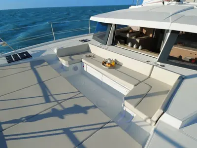Deck of Summertime, a Bali 4.1 catamaran at Procida, Italy