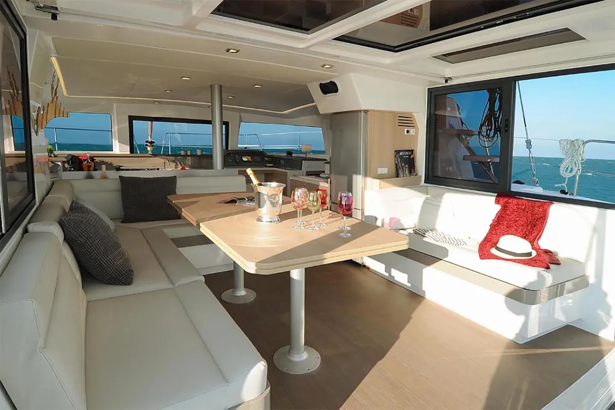 Salon of Summertime, a Bali 4.1 catamaran at Procida, Italy