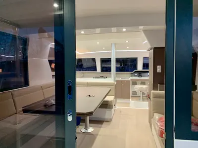 Salon of Summertime, a Bali 4.1 catamaran at Procida, Italy