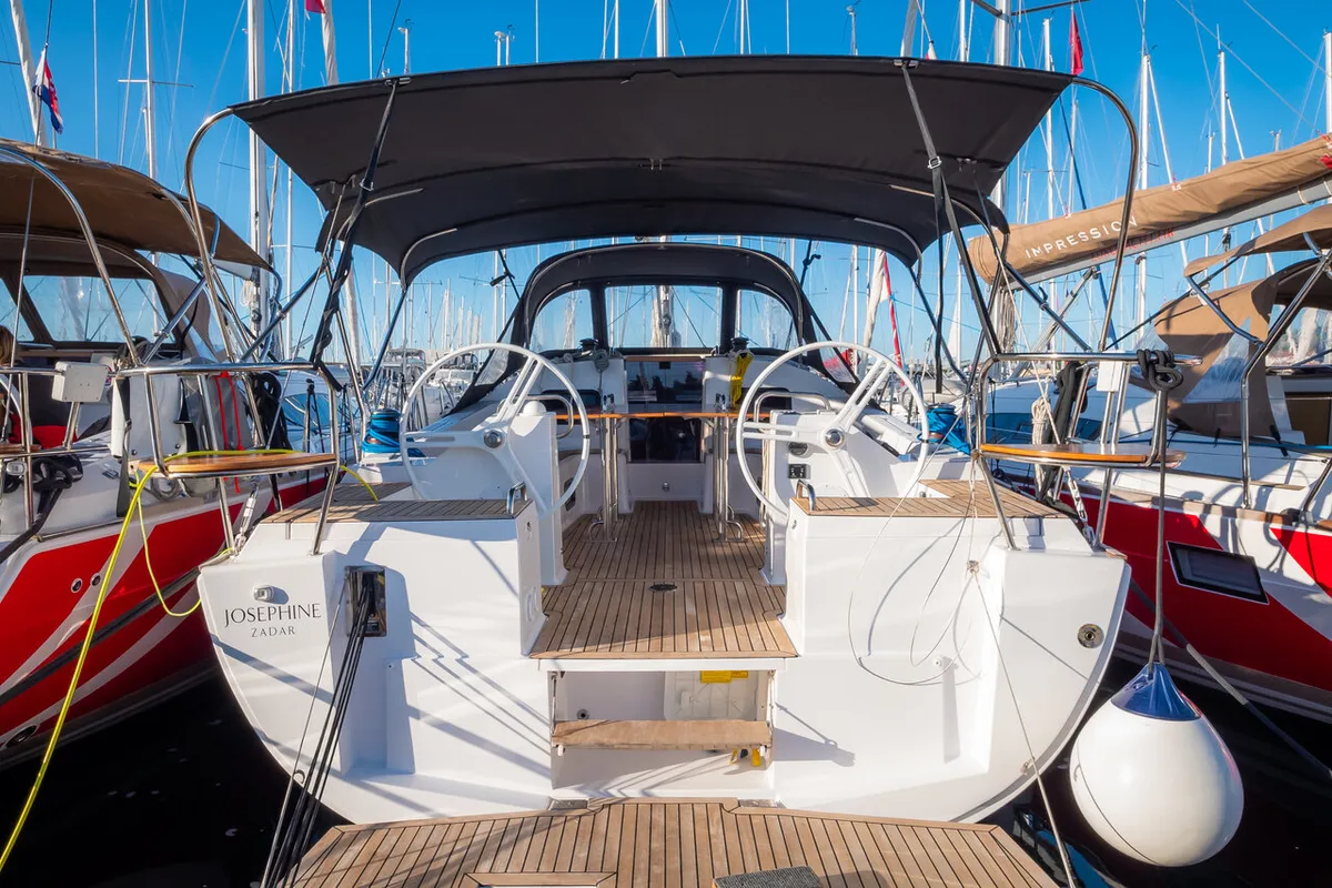 Exterior view of Josephine, a Elan Impression 45.1 sailboat at Grad Biograd na Moru, Croatia