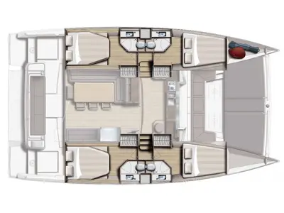 Floor plan of Daddy, a Bali 4.3 catamaran at Anzio, Italy