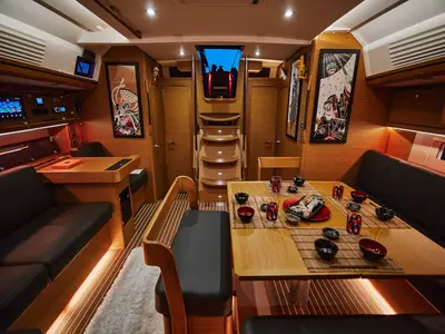 Salon of KABUKI, a Dufour 56 Exclusive sailboat at Primošten, Croatia