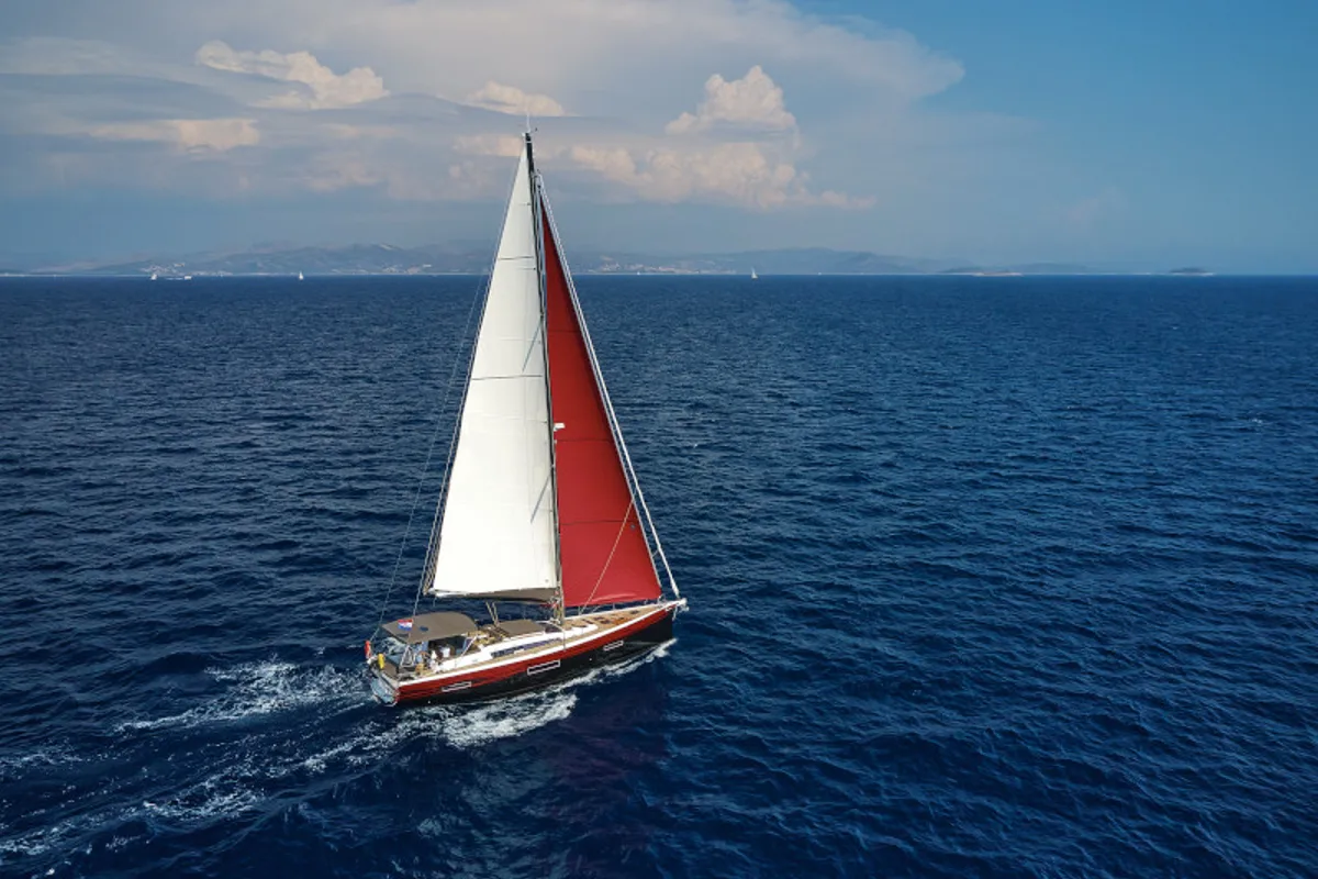 Exterior view of KABUKI, a Dufour 56 Exclusive sailboat at Primošten, Croatia
