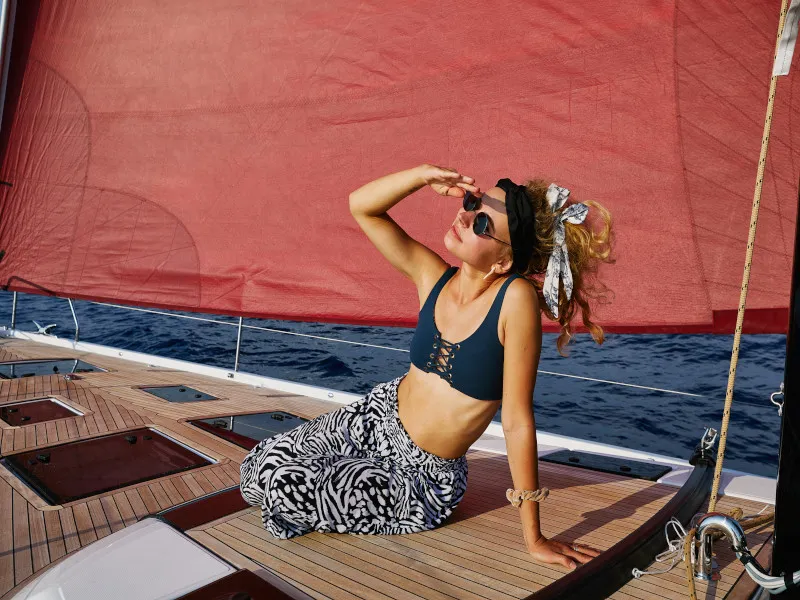 Deck of KABUKI, a Dufour 56 Exclusive sailboat at Primošten, Croatia