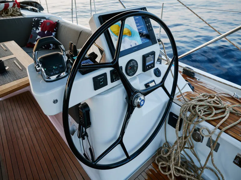 Cockpit of KABUKI, a Dufour 56 Exclusive sailboat at Primošten, Croatia