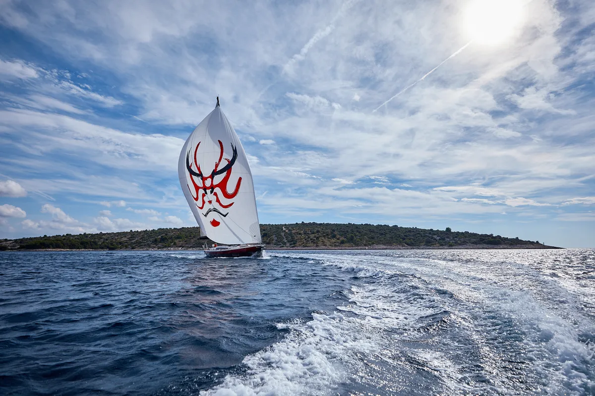 Exterior view of KABUKI, a Dufour 56 Exclusive sailboat at Primošten, Croatia