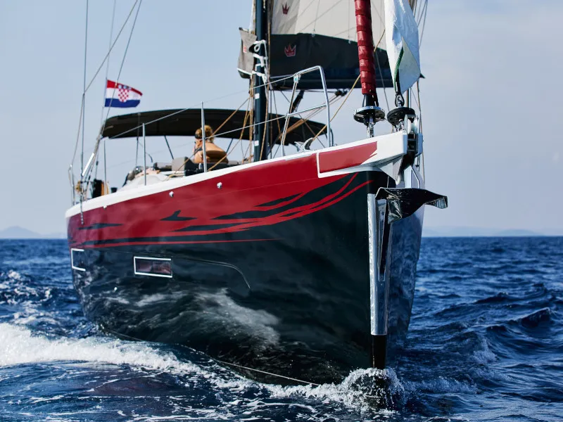 Exterior view of KABUKI, a Dufour 56 Exclusive sailboat at Primošten, Croatia