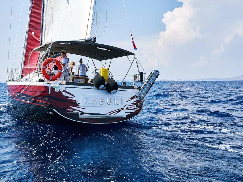 Deck of KABUKI, a Dufour 56 Exclusive sailboat at Primošten, Croatia