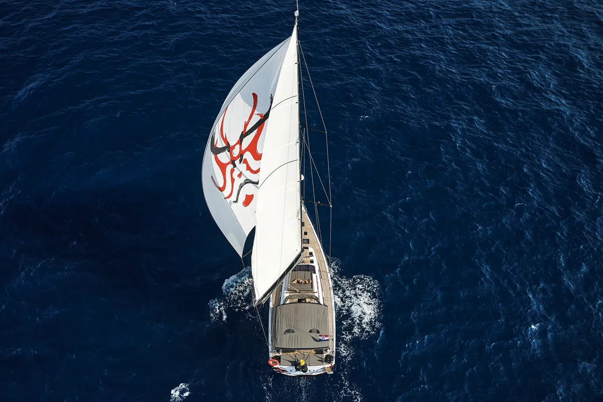 Exterior view of KABUKI, a Dufour 56 Exclusive sailboat at Primošten, Croatia