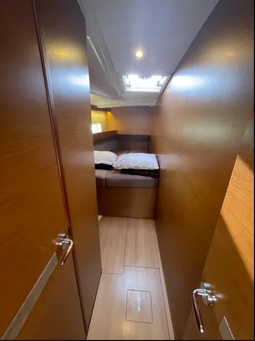 Cabin on AF-SO490, a Jeanneau Sun Odyssey 490 sailboat at Athens, Greece