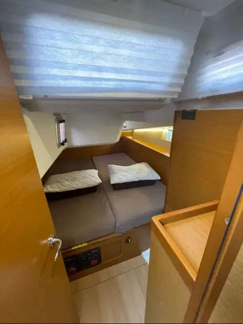 Cabin on AF-SO490, a Jeanneau Sun Odyssey 490 sailboat at Athens, Greece