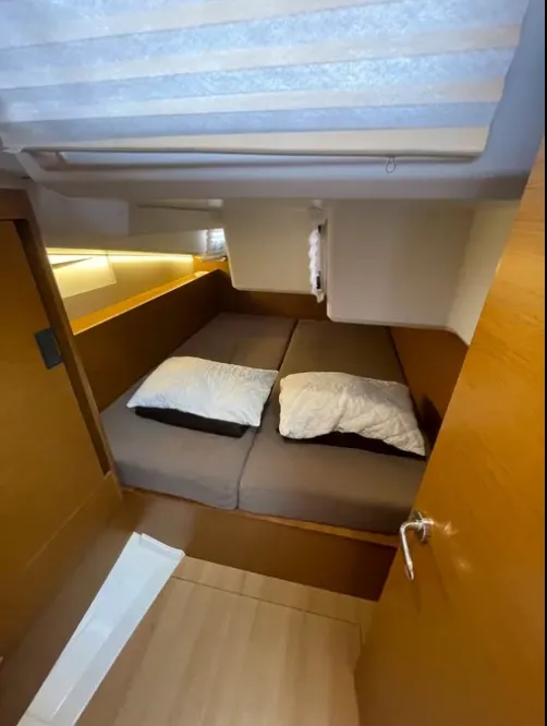 Cabin on AF-SO490, a Jeanneau Sun Odyssey 490 sailboat at Athens, Greece