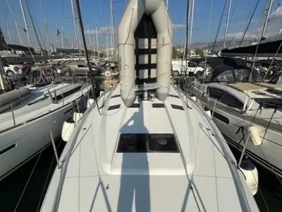 Deck of AF-SO490, a Jeanneau Sun Odyssey 490 sailboat at Athens, Greece