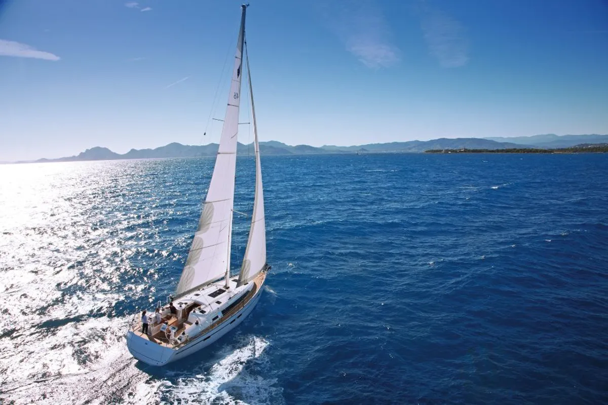 Exterior view of Veronica II, a Bavaria Cruiser 46 sailboat at Athens, Greece