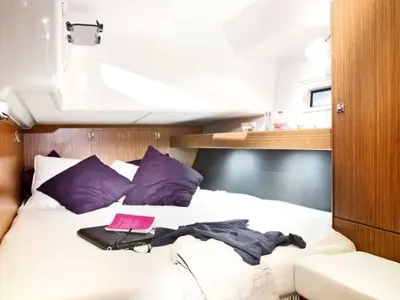 Cabin on Veronica II, a Bavaria Cruiser 46 sailboat at Athens, Greece