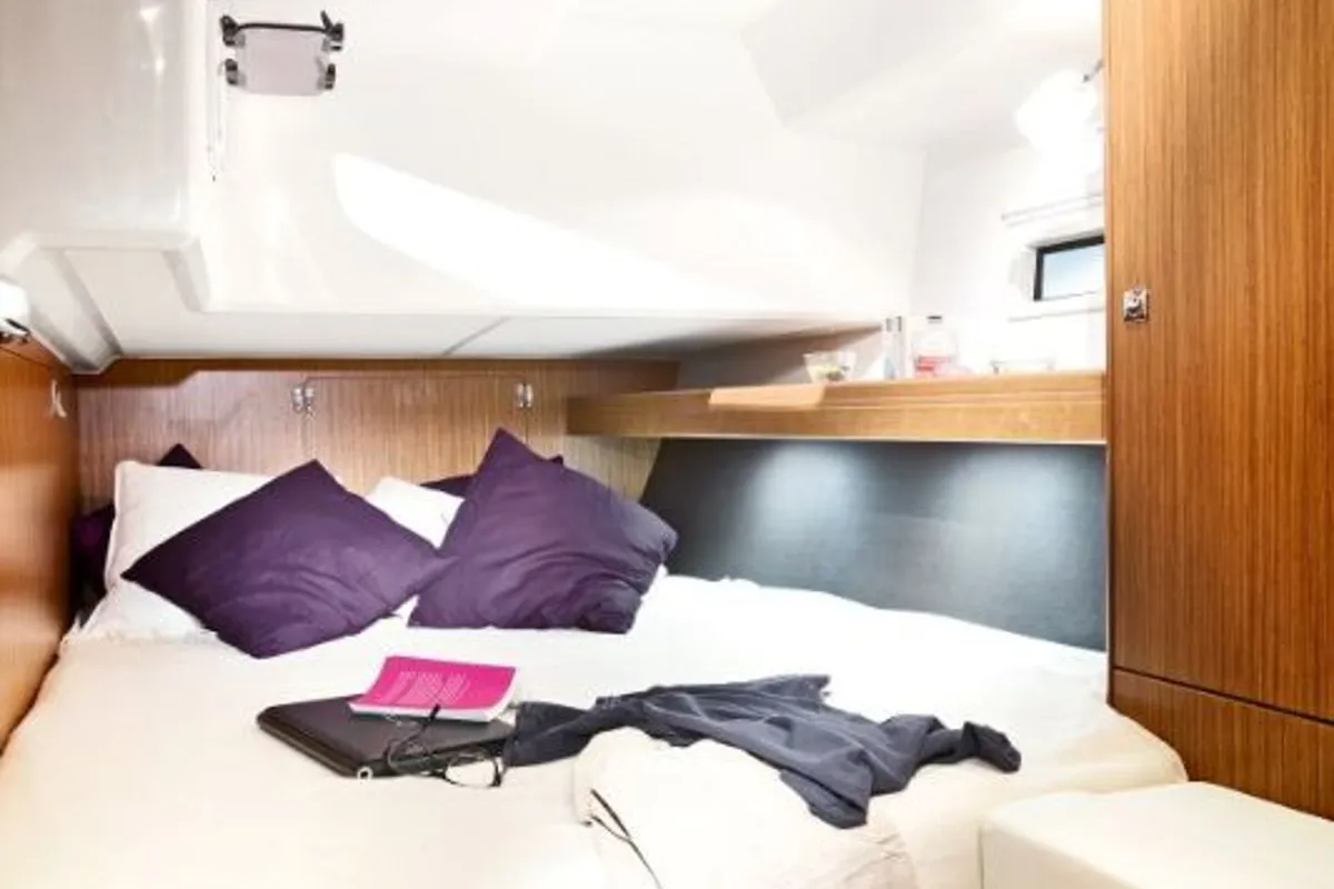 Cabin on Veronica II, a Bavaria Cruiser 46 sailboat at Athens, Greece