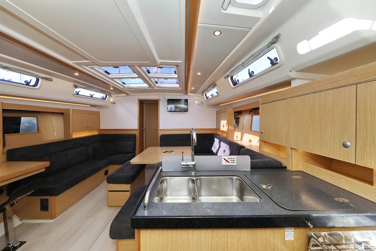 Salon of Tine, a Hanse 455 sailboat at Grad Biograd na Moru, Croatia