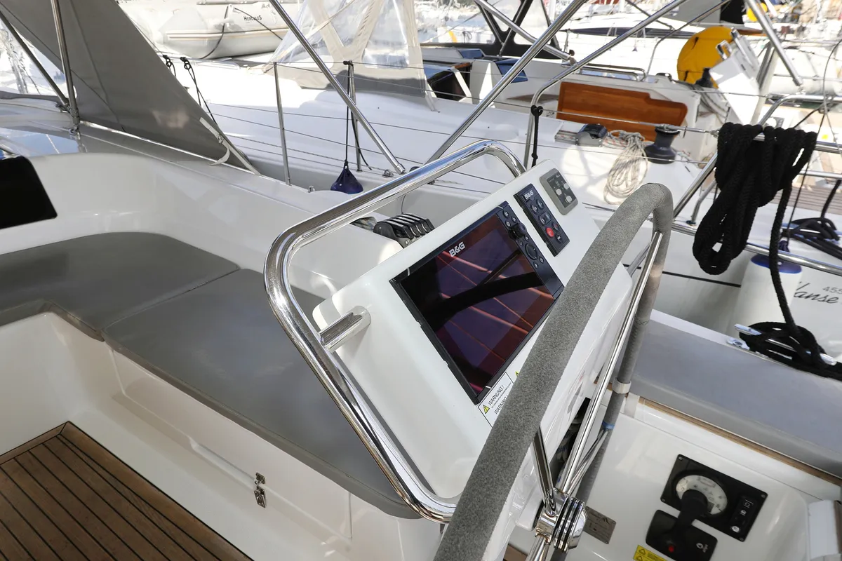 Cockpit of Tine, a Hanse 455 sailboat at Grad Biograd na Moru, Croatia