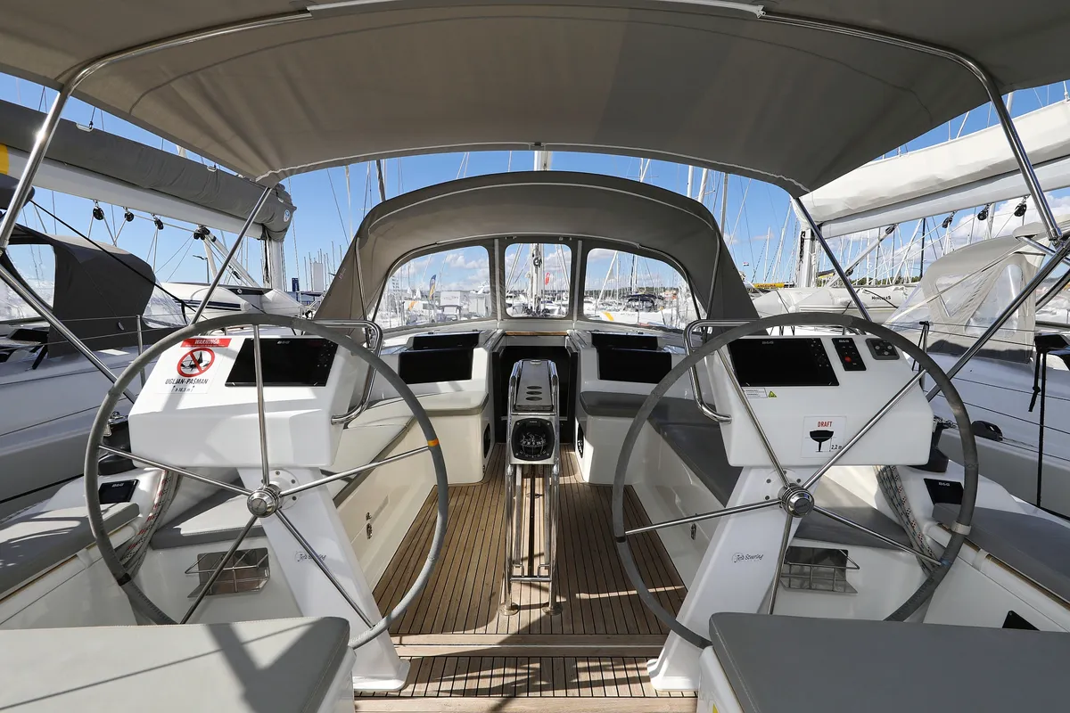 Cockpit of Tine, a Hanse 455 sailboat at Grad Biograd na Moru, Croatia