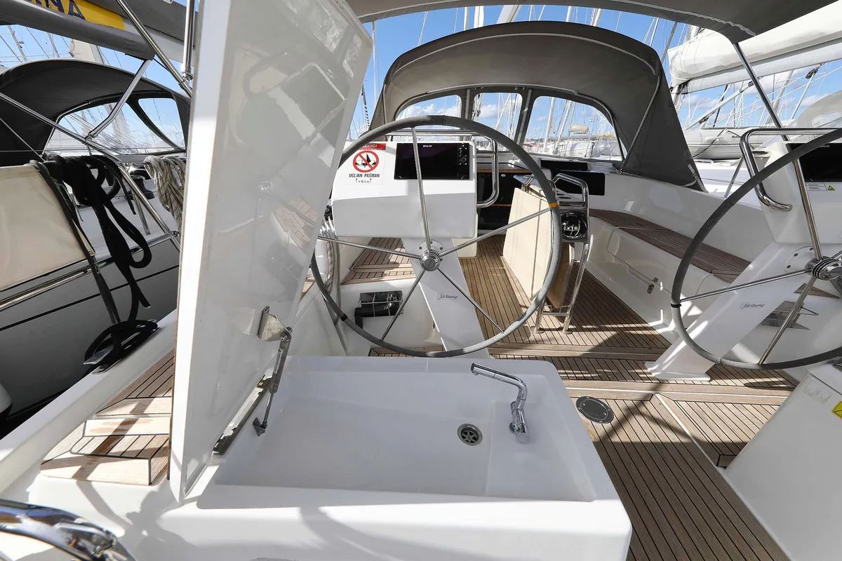 Cockpit of Tine, a Hanse 455 sailboat at Grad Biograd na Moru, Croatia
