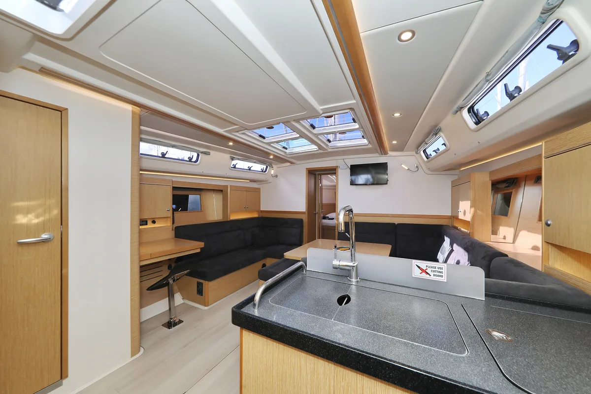 Salon of Tine, a Hanse 455 sailboat at Grad Biograd na Moru, Croatia