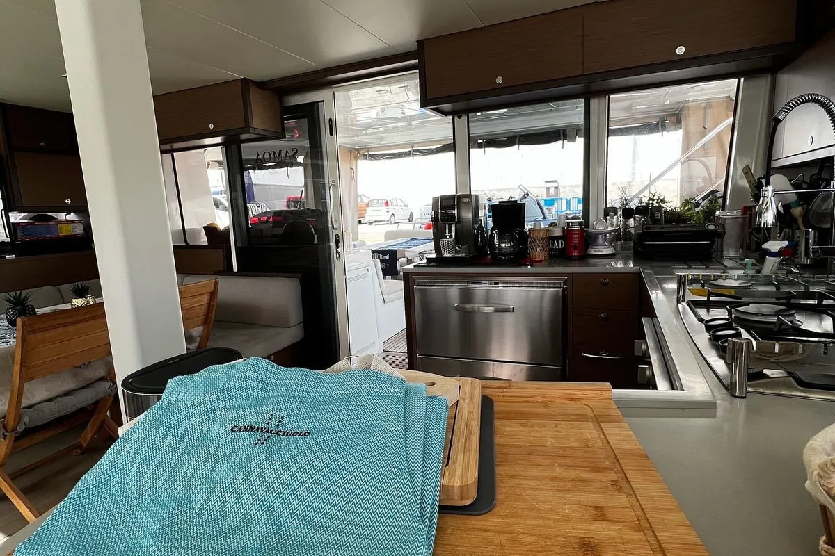 Galley of SAILUXE - Samoa, a Lagoon 52F catamaran at Capo d'Orlando, Italy