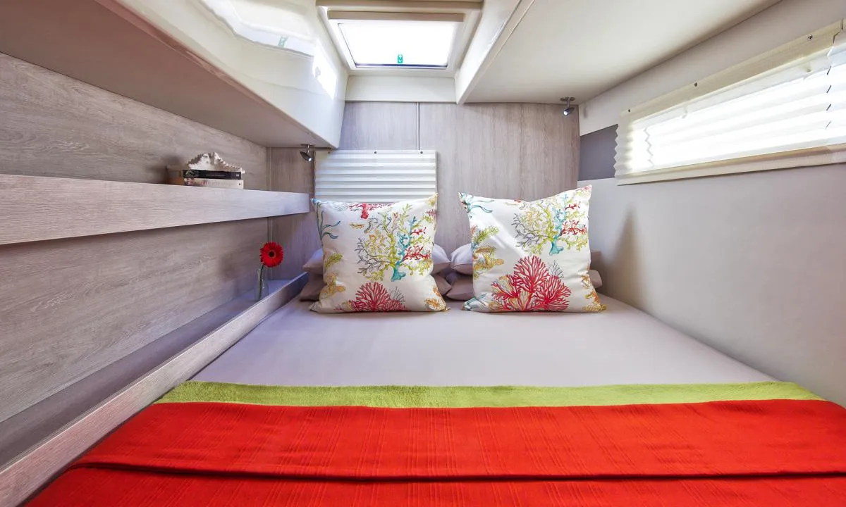Cabin on Vision 3, a Leopard 40 catamaran at Uturoa, France