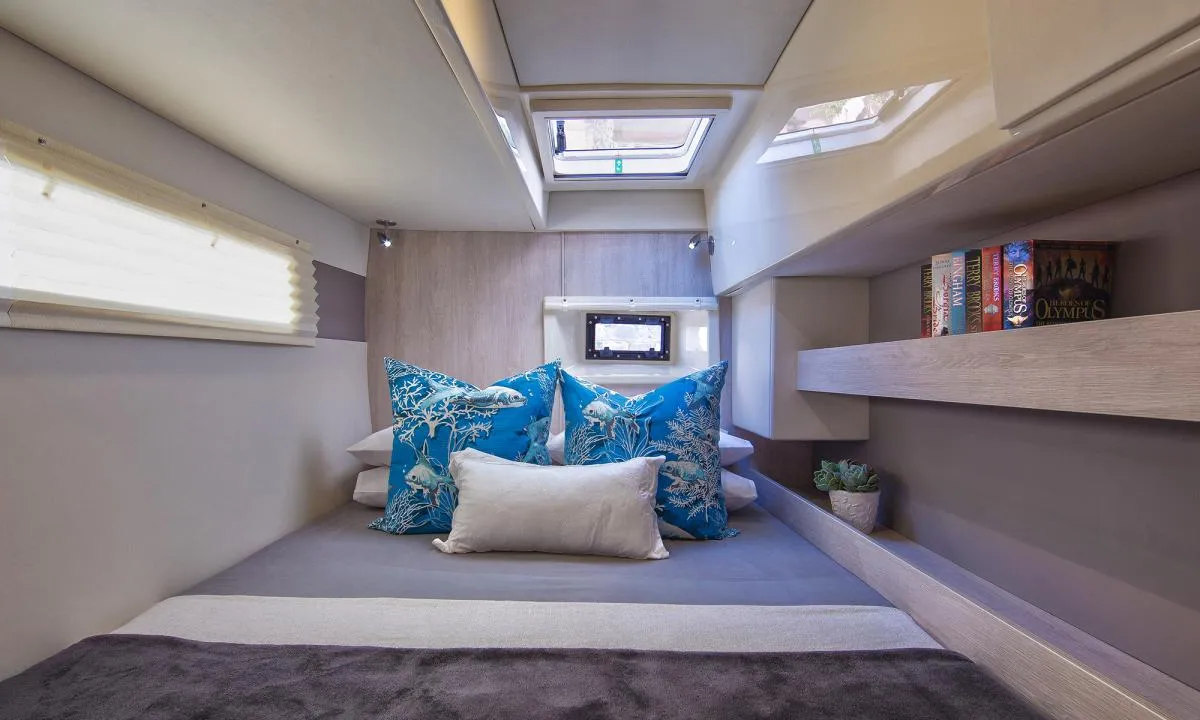 Cabin on Vision 3, a Leopard 40 catamaran at Uturoa, France