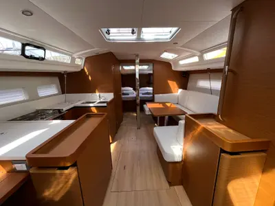 Salon of Art  Vandelay, a Jeanneau Sun Odyssey 440 sailboat at Marina, Croatia