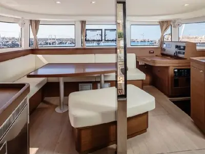 Salon of Magnolia - Premium line, a Lagoon 42 catamaran at Olbia, Italy