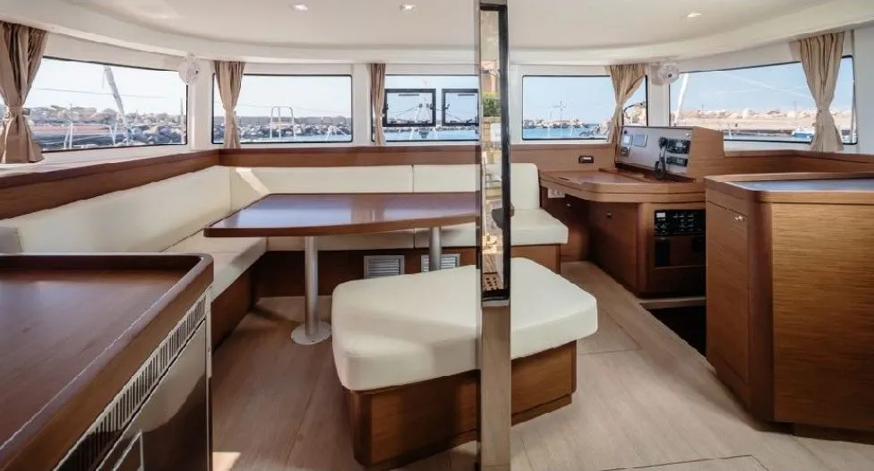 Salon of Magnolia - Premium line, a Lagoon 42 catamaran at Olbia, Italy