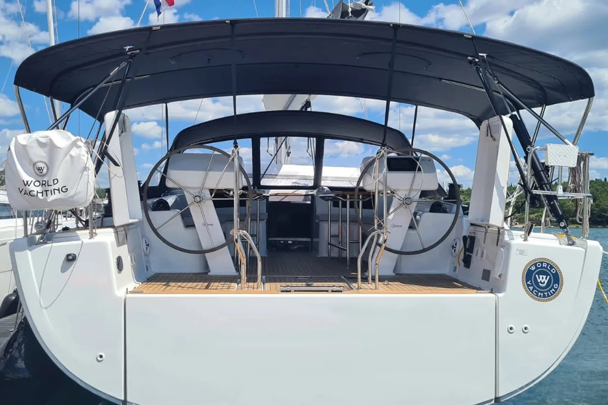Exterior view of Ladies G, a Hanse 508 sailboat at Grad Šibenik, Croatia
