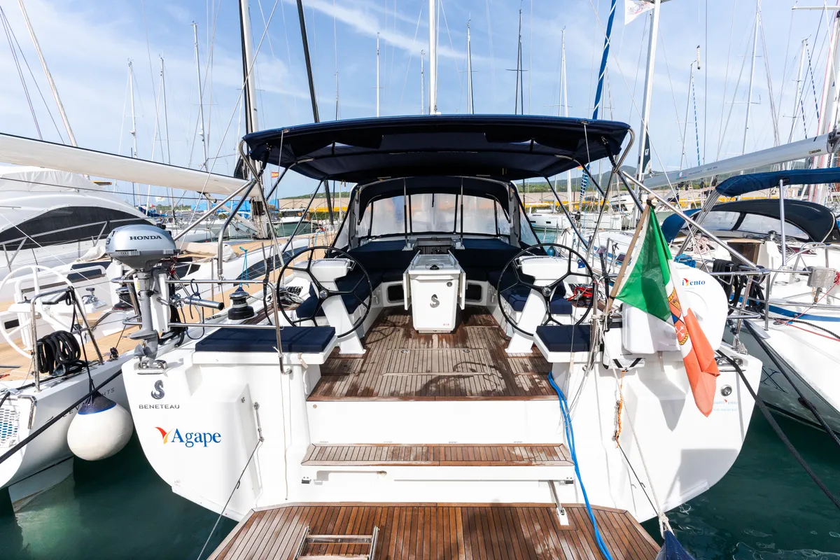 Exterior view of Agape - Premium line, a Beneteau Oceanis 51.1 sailboat at Rosignano Solvay, Italy