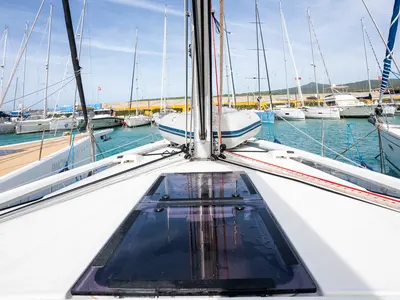 Deck of Agape - Premium line, a Beneteau Oceanis 51.1 sailboat at Rosignano Solvay, Italy