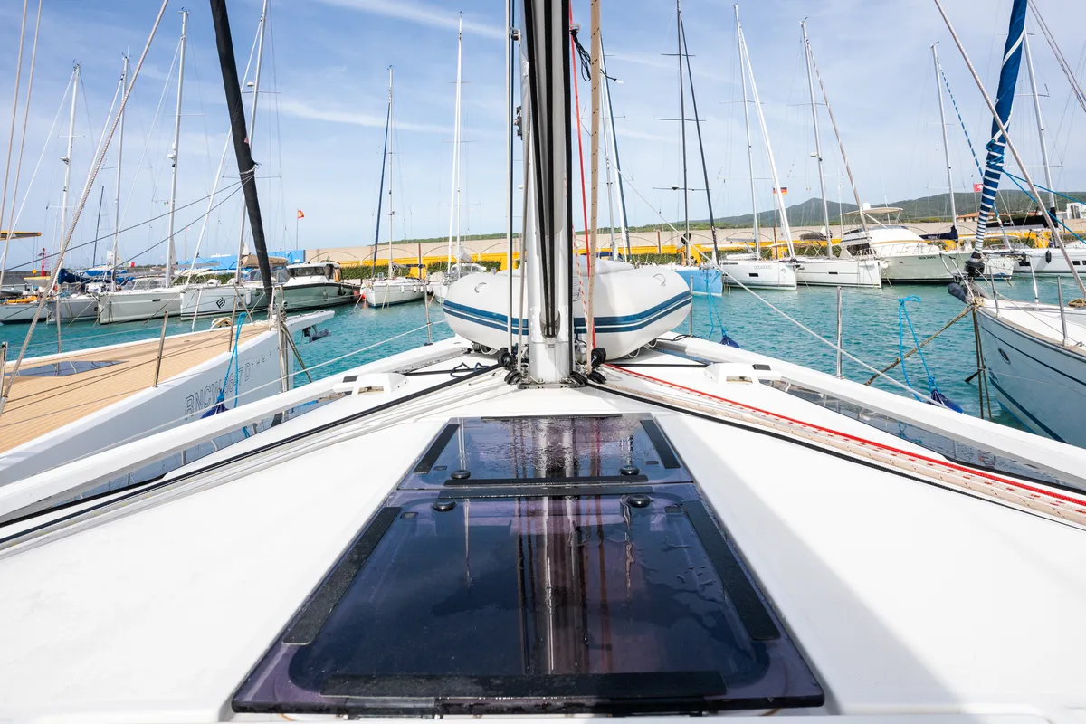 Deck of Agape - Premium line, a Beneteau Oceanis 51.1 sailboat at Rosignano Solvay, Italy