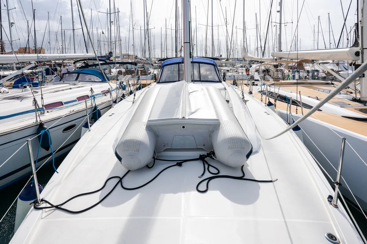 Deck of Agape - Premium line, a Beneteau Oceanis 51.1 sailboat at Rosignano Solvay, Italy