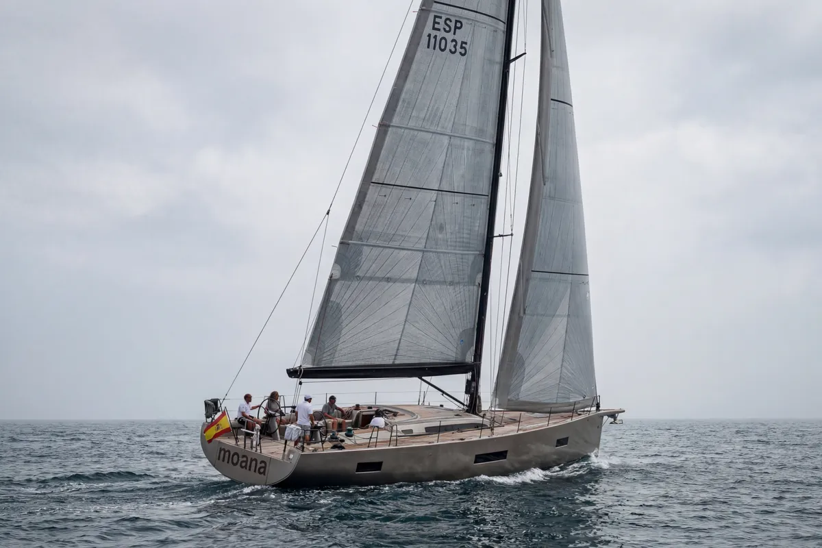 Premium +, a Beneteau First 53 sailboat at Ibiza, Spain