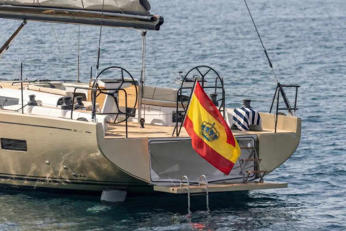 Premium +, a Beneteau First 53 sailboat at Ibiza, Spain