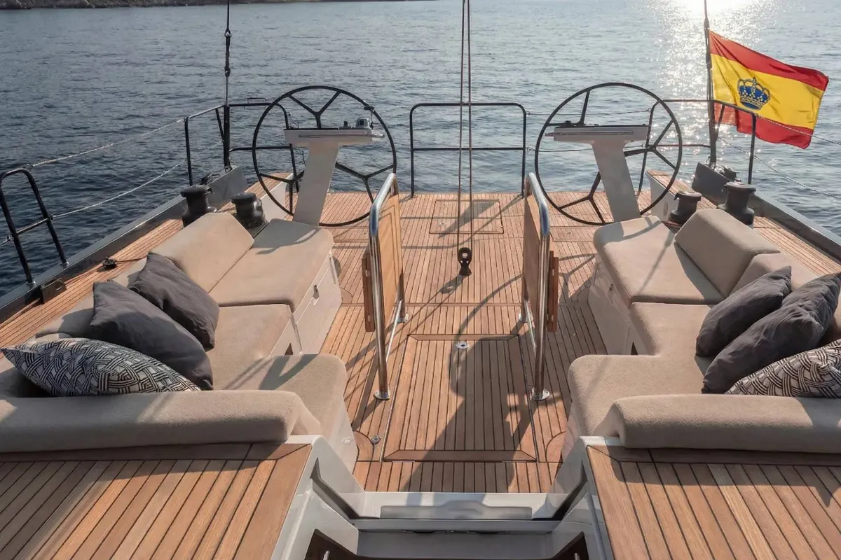 Premium +, a Beneteau First 53 sailboat at Ibiza, Spain