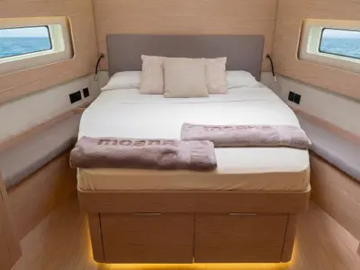 Cabin on Beneteau First 53, a sailboat at Ibiza, Spain