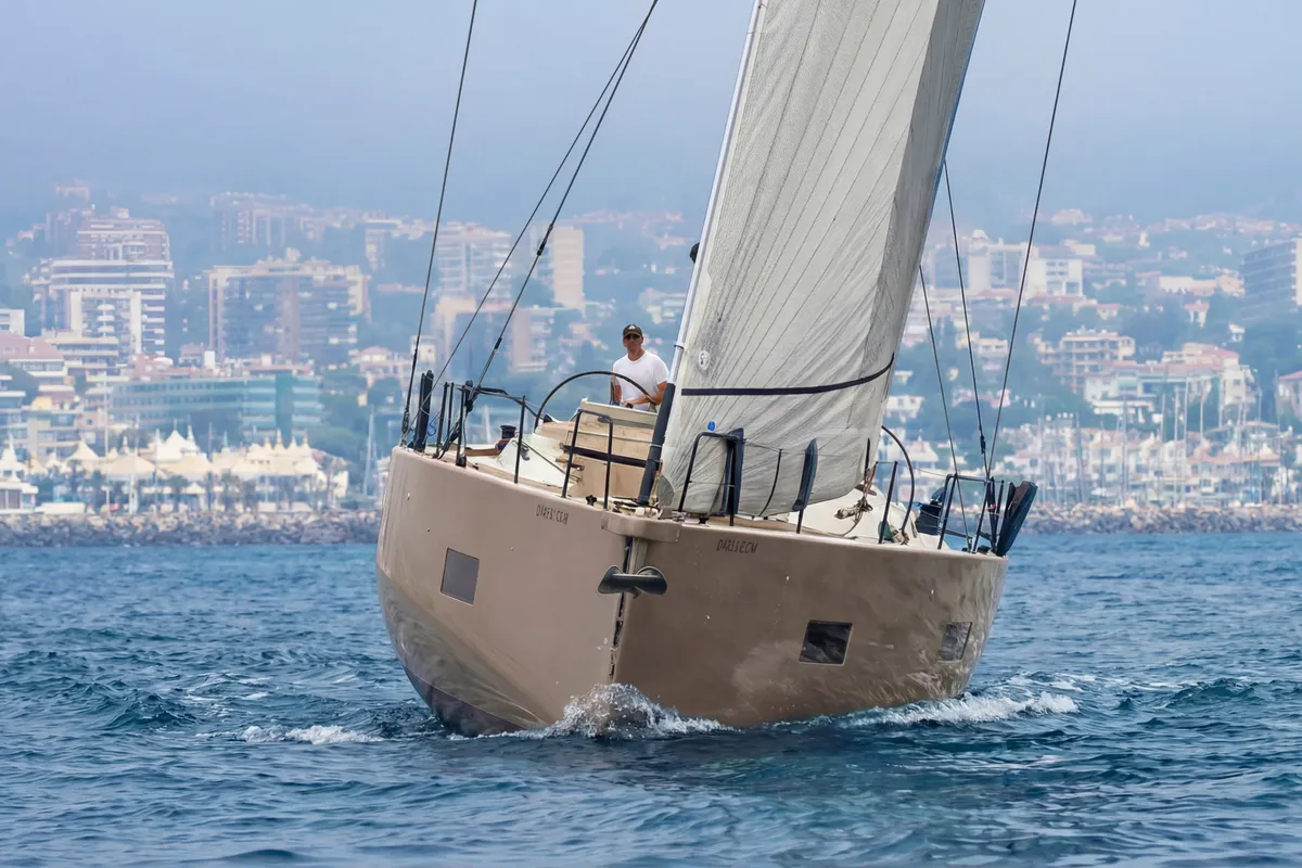 Premium +, a Beneteau First 53 sailboat at Ibiza, Spain