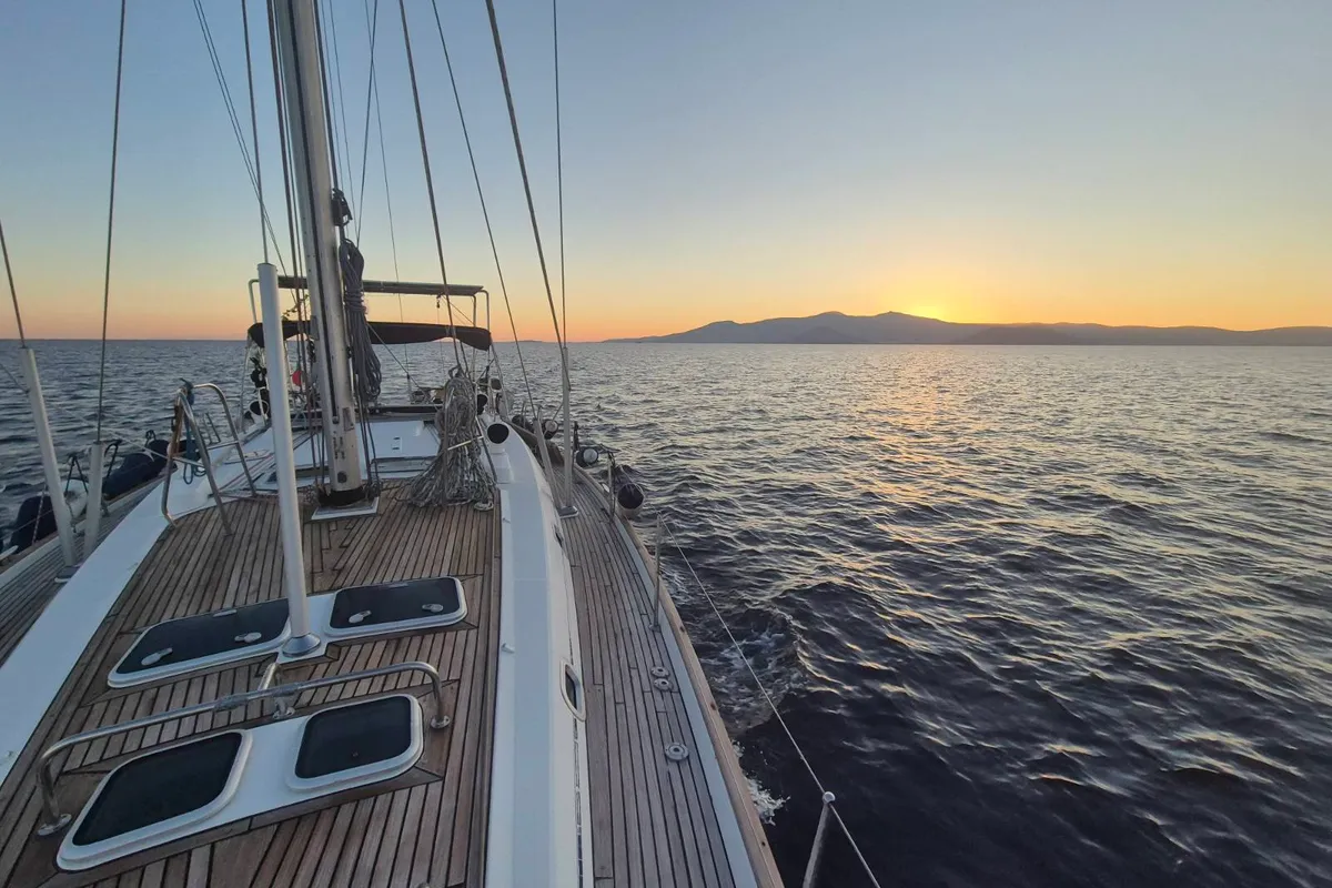 Deck of INTERMEZZO, a Beneteau 50 sailboat at Sithonia Municipal Unit, Greece