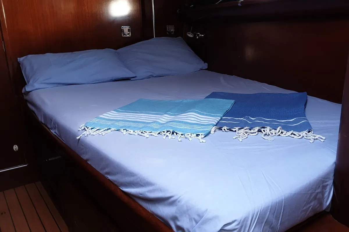 Salon of INTERMEZZO, a Beneteau 50 sailboat at Sithonia Municipal Unit, Greece