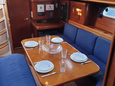 Salon of INTERMEZZO, a Beneteau 50 sailboat at Sithonia Municipal Unit, Greece