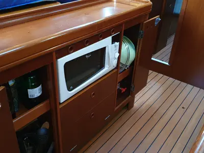 Galley of INTERMEZZO, a Beneteau 50 sailboat at Sithonia Municipal Unit, Greece